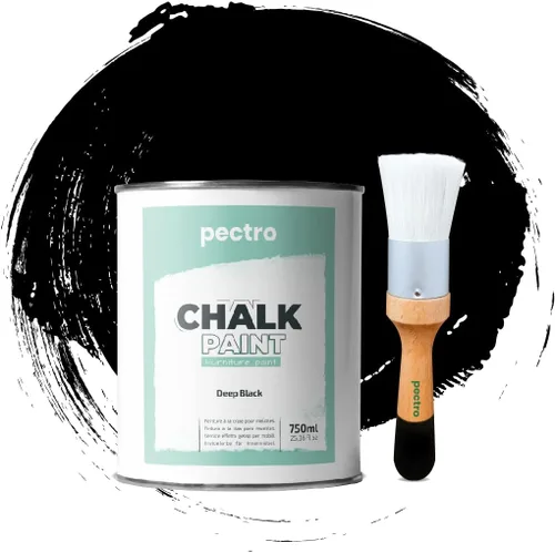 Vista 18 de Pintura de tiza para muebles 25 fl.Oz. (750ml) + Pincel especial de pintura de tiza - Pintura para muebles sin lijar ni imprimar - Pintura de tiza