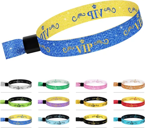 Vista 17 de 100 piezas de pulseras VIP de tela para eventos, pulseras VIP desechables para eventos, pulseras VIP de colores para eventos, para conciertos Negro
