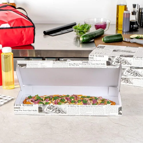 Vista 27 de Restaurantware - Cajas para pizza, 50 unidades, 14 x 7 x 1.5 pulgadas, embalaje de papel de cartón corrugado con bloqueo de pestañas, resistente a