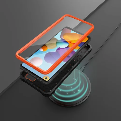 Vista 7 de ExoGuard Funda para Samsung Galaxy A21, funda de goma a prueba de golpes de cuerpo completo, protector de pantalla integrado y soporte compatible