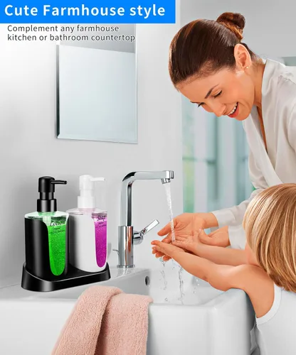 Vista 4 de Juego de Dispensadores de Jabón para Cocina, Contiene Dispensador de Jabón para Manos y para Platos, Dispensador de Jabón Moderno de Bomba Dual