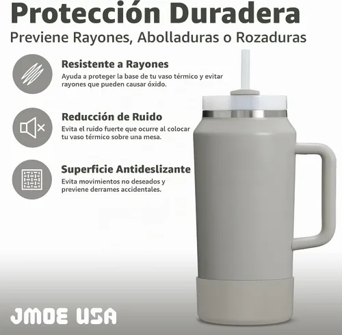 Vista 3 de Jmoe USA Funda para vaso Stanley Quencher H2.0 FlowState de 64 onzas con asa, silicona sin BPA, protector de funda para la parte inferior