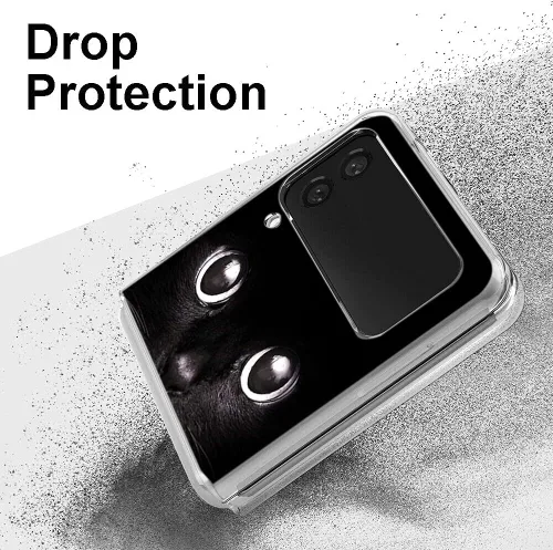 Vista 3 de Bcov - Funda rígida para Samsung Galaxy Z Flip 3 5G, diseño de gato negro, funda protectora sólida a prueba de rayones y resistente a los golpes