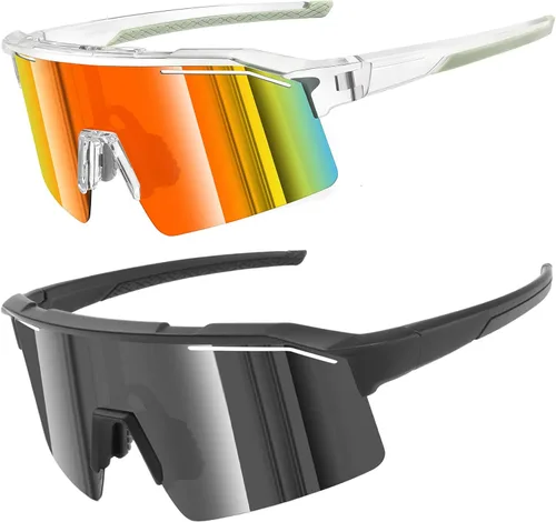 Vista 17 de Polarized Sports Sunglasses for Men Women UV400 Protection Todo negro