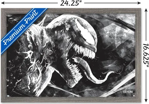 Vista 3 de Trends International Marvel Venom: Let There be Carnage - Póster de pared de boceto, 22.4 pulgadas de largo x 14.7 W, versión enmarcada en madera