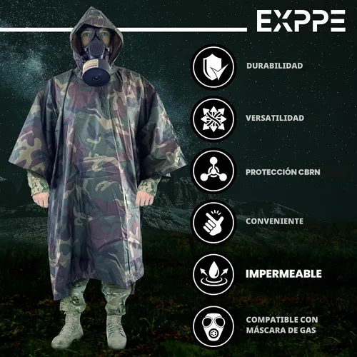 Vista 5 de Poncho nuclear militar M15 V.2, poncho táctico del ejército para la protección de CBRN