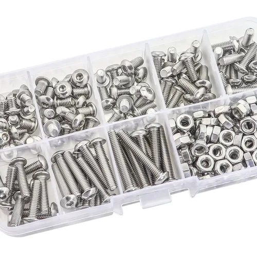 Vista 5 de Kit surtido de tornillos y tuercas de cabeza hexagonal de 240 piezas de acero inoxidable M4 + llave inglesa