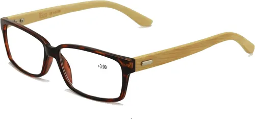Vista 4 de Vision World - Gafas de lectura rectangulares de bambú genuino para hombres y mujeres