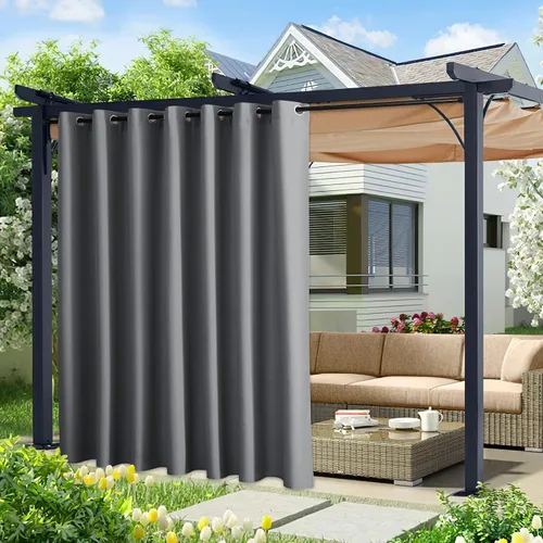 Vista 123 de NICETOWN Cortina para Exteriores para Patio Impermeable de 84 Pulgadas de Ancho, Aislamiento Térmico con Ojales Antioxidantes Bloqueo UV Cortina
