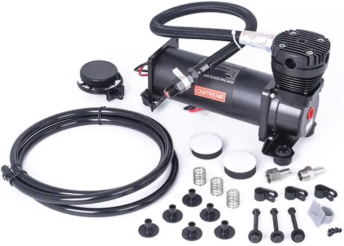 Vista 9 de Compresor de aire ultra silencioso, 1/4 NPT, súper silencioso, 69 dB, 12 V, compresor de suspensión de aire de 300 PSI para tren/camión/coche, negro
