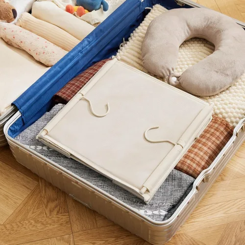 Vista 8 de MAX Houser Organizador Colgante de Closet de 5 Niveles, Estante Colgante de Tela con 2 Ganchos Resistentes para Almacenamiento, Plegable (Beige-D2)