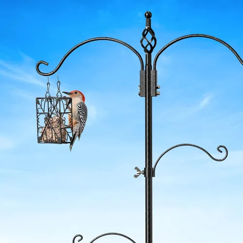 Vista 7 de Highpro - Estación de alimentación de aves – Soporte de múltiples ganchos de 63 pulgadas para observar atraer aves silvestres al aire libre, poste