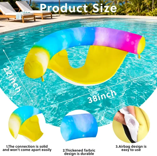 Vista 2 de FindUWill Flotadores de piscina para adultos, 55 pulgadas, extra grande, cubierta de tela, flotador de piscina y balsa, flotador de malla