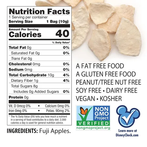 Vista 2 de Brothers All Natural Disney - Chips de fruta liofilizada, manzana Fuji, 0.35 onzas (paquete de 12), hechas con 100% fruta, sin gluten, sin soja
