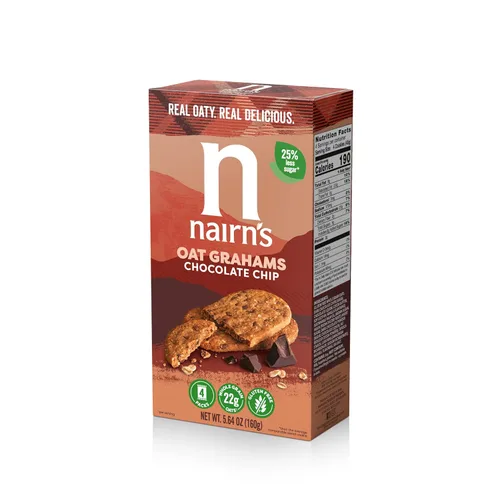 Vista 2 de Nairn's Grahams de avena con chispas de chocolate sin gluten, 5.64 onzas, paquete de 6