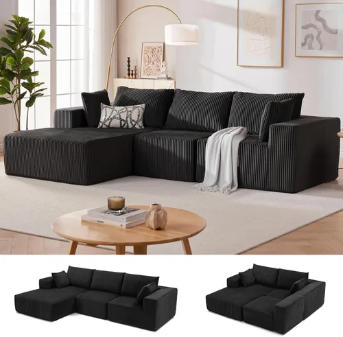 Vista 23 de Sofá seccional modular de 108", sofá seccional Cloud con asiento profundo, sofá modular moderno en forma de L con chaise, sofás tapizados sin Beige