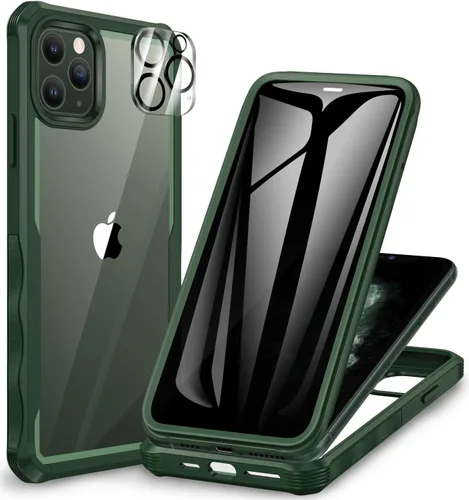 Vista 97 de CENHUFO Funda de privacidad para iPhone 11 Pro, funda de cuerpo completo con protector de pantalla de privacidad de vidrio templado 9H integrado