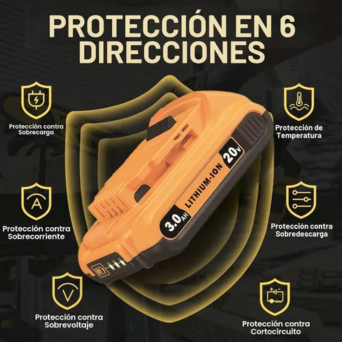 Vista 6 de Paquete de 4 baterías de repuesto DCB203 para DEWALT 20V MAX, 3.0-Ah, compatible con herramientas eléctricas inalámbricas Dewalt de 20 voltios