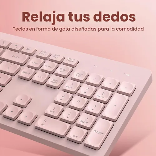 Vista 2 de Combo de teclado y mouse inalámbricos, VEILZOR 2.4G Ultradelgado USB, conjunto de teclado y mouse, teclas con forma de gota de agua, 12 atajos