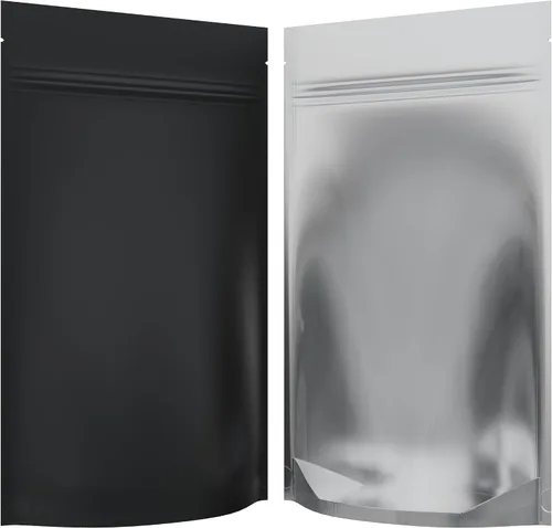 Vista 21 de Bolsas de barrera estilo Mylar – Cremallera con sellado térmico – 100 bolsas (negro brillante/transparente, 0.04 oz - 3 x 4.5 pulgadas)
