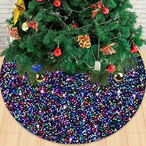 Vista 11 de FOTSHARER Falda negra para árbol de Navidad de 21 pulgadas, faldas de terciopelo para árbol de Navidad de mesa, falda de árbol de Navidad