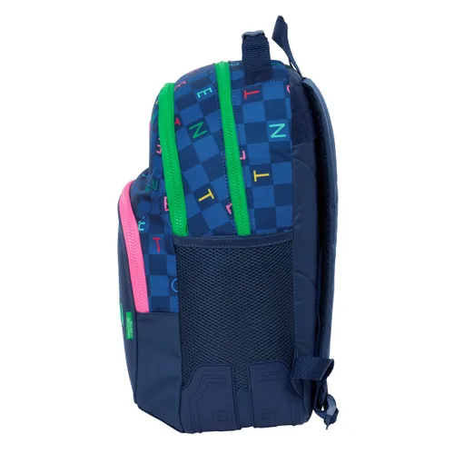 Vista 3 de Mochila Escolar Benetton Damero Azul marino 32 x 42 x 15 cm