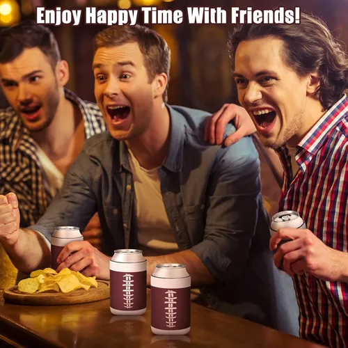 Vista 5 de Ziliny 26 fundas para enfriar latas de fútbol, botellas de cerveza, botellas aislantes plegables a granel para amantes del fútbol, fiestas temáticas