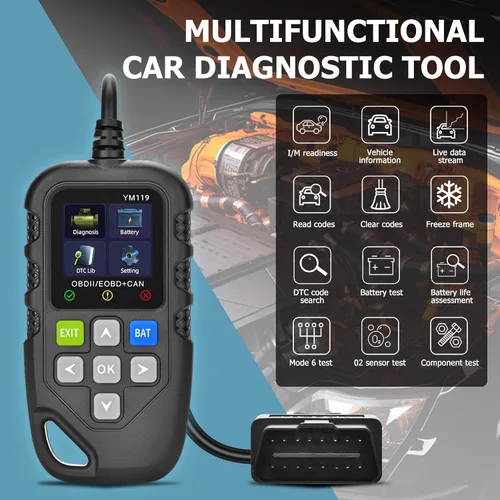 Vista 5 de Herramienta de diagnóstico Universal OBD II Escáner, Lector de código de fallas del motor del auto, Herramienta de escaneo de diagnóstico CAN, lee