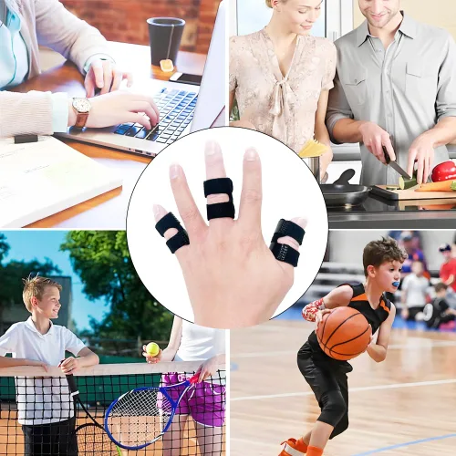 Vista 6 de Férula de dedo pequeño (2 unidades), férula para el pulgar Pinkie Finger Brace para roto, artritis, enderezamiento, lesiones, estabilizador