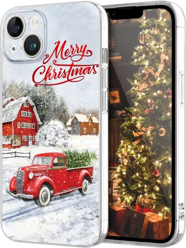 Vista 27 de Newseego Funda de Navidad para iPhone 13, Serie Linda a Prueba de Golpes Anti-Amarillo PC Duro + Parachoques TPU Cubierta Protectora para Mujeres