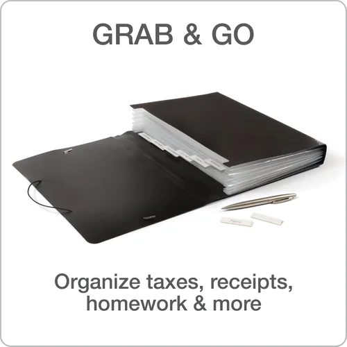 Vista 7 de Oxford Archivo expandible de plástico, organizador de archivos de 7 bolsillos con solapa y cable, carpeta de acordeón para papel tamaño carta, 2