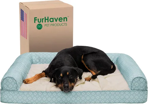 Vista 14 de Furhaven Acogedora cama ortopédica para perros medianos y pequeños con cojines extraíbles y funda lavable, para perros de hasta 35 libras - Sofá