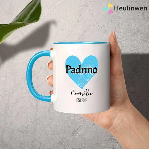 Vista 7 de Juego personalizado de Bautizo Recuerdos Juego De 2 Tazas 2024, Padrinos De Bautizo Propuesta Set 2 Tazas Café 11Oz, Para Niño, Niña, Propuesta