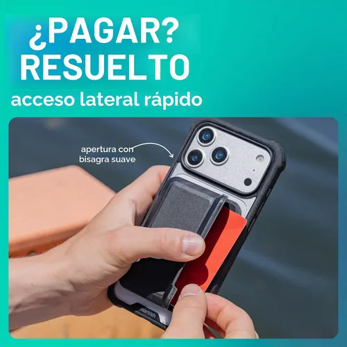 Vista 6 de Smartish Cartera MagSafe para iPhone - Tarjetero magnético desmontable, traje de noche negro, Bóveda lateral del ajetreo