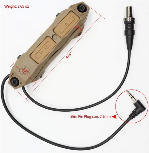Vista 2 de Interruptor de presión táctico remoto dual para M300/M600 Weaponlight PEQ 15 Accesorios de interruptor de cinta para montaje en riel