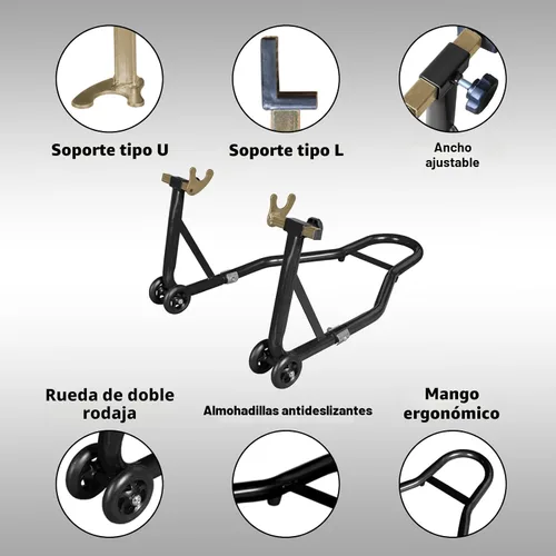 Vista 3 de Jack Boss Caballete de motocicleta, soporte de rueda trasera combo, capacidad de 500 libras, soporte de basculante para paddock para moto deportiva