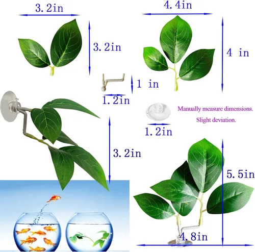 Vista 5 de Almohadilla de hojas de pescado, accesorios para pecera, decoración de acuario, simulación de 2 plantas de plástico ajustables, Betta Natural