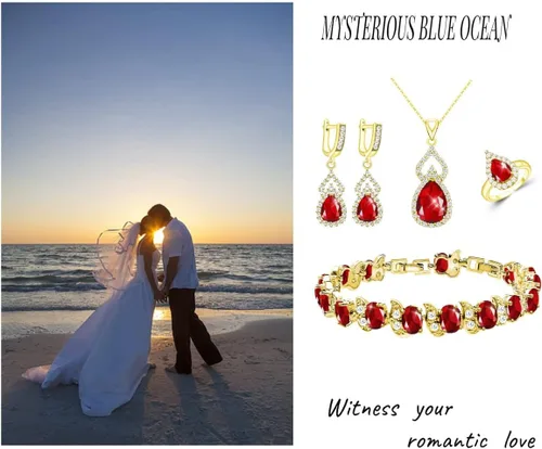 Vista 3 de LMXXVJ Juego de joyas para mujer, collar chapado en platino, anillo abierto, aretes, brazalete, para cumpleaños, aniversario, Día de la Madre