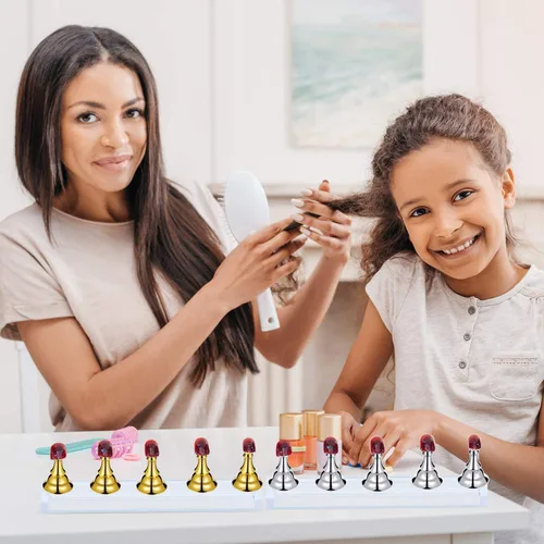 Vista 6 de Juego de 2 soportes de práctica de uñas acrílicas, soporte magnético para exhibición de uñas, herramienta de manicura con masilla adhesiva