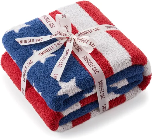 Vista 5 de Snuggle Sac Manta patriótica de la bandera estadounidense para sofá, cama del 4 de julio, manta ultra suave y acogedora, 250 aniversario, veterano