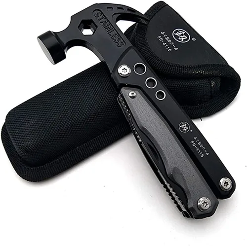 Vista 7 de Hammer & Pliers Herramienta multifuncional 14 en 1 Kit portátil para emergencias de automóvil, camping, hogar