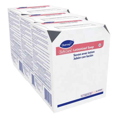 Vista 5 de Diversey 05487. Jabón de manos locionizado Soft Care, Recambio de cartucho BIB rosa perlado hidratante para dispensador Elite, aroma floral, 33.8 fl