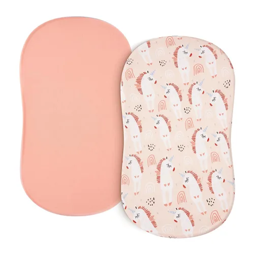 Vista 18 de Sábanas de moisés de bebé para niñas y niños, paquete de 2 sábanas de bebé para colchón de moisés cuadrado rectangular ovalado, 33 x 16 pulgadas