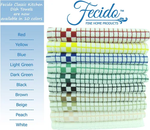 Vista 3 de Paños de cocina clásicos Fecido Classic Collection resistentes, superabsorbentes y hechos 100 % algodón. Paños de cocina de grado profesional hechos