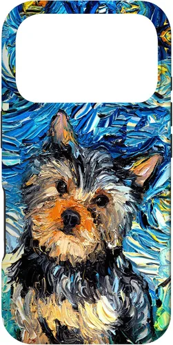 Vista 30 de iPhone 16 Yorkshire terrier Starry Night Cute Yorkie Dog Art por Aja Case