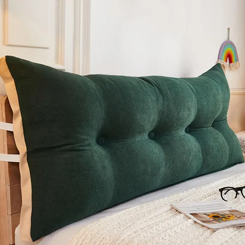 Vista 11 de Almohada de cama de lectura con cuña, almohada de forro polar de algodón, almohada grande para cabecero, respaldo de cama, cojín de apoyo de Azul