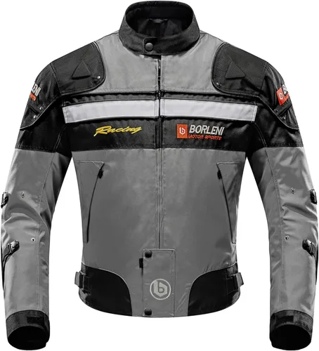 Vista 9 de BORLENI Chaqueta para motociclista, resistente al viento, equipo de protección de todo el cuerpo para motociclista Negro