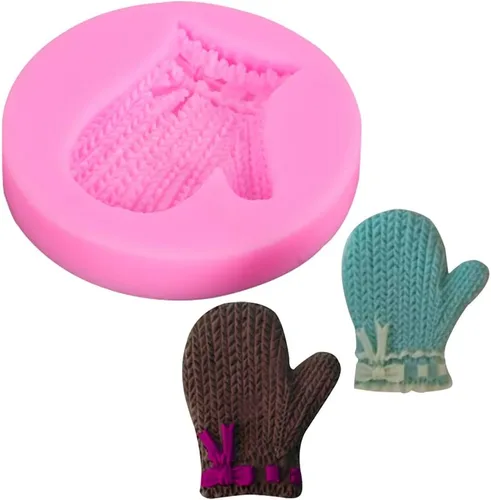 Vista 4 de Calcetín de Navidad Forma de Guante Molde de Silicona Pastel Textura Tejer Lana Tejer Fondant Postre Hornear Herramienta de Silicona
