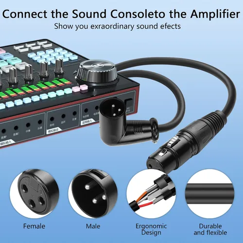 Vista 5 de CERRXIAN Cable en espiral de micrófono XLR, macho a hembra, cable X-L-R equilibrado de 8 pies, cables de micrófono de cobre sin oxígeno, cables