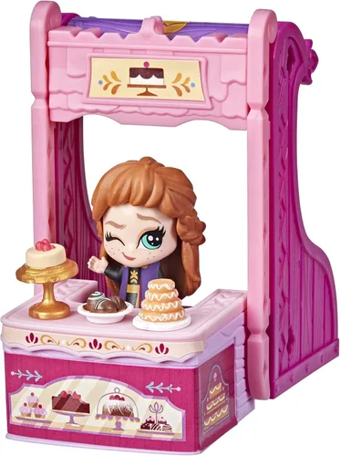 Vista 2 de Disney Frozen Juego de 2 Twirlabouts Series 1 Anna Sled to Shop, incluye muñeca Anna y accesorios, juguete para niños de 3 años en adelante